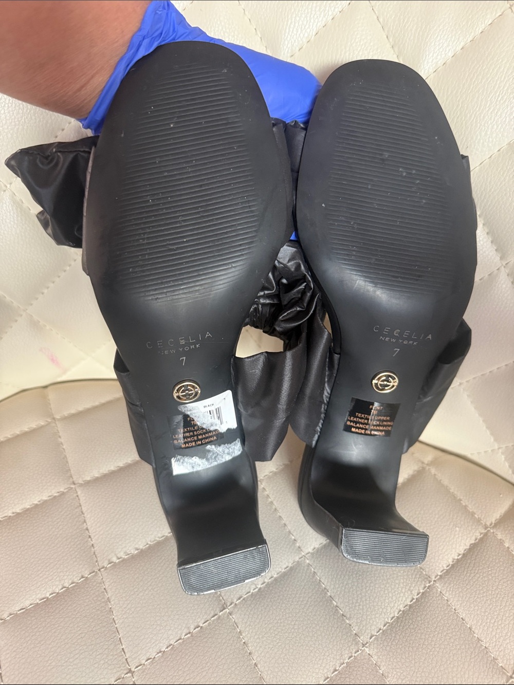 CECELIA NEW YORK Black Satin Bow Slide Mules - Picture 6 of 11